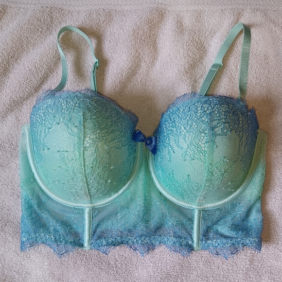 Victoria's Secret Other - Victoria's Secret Very Sexy Blue and Green Lace Ombre Demi Bra Corset Top. 34C.